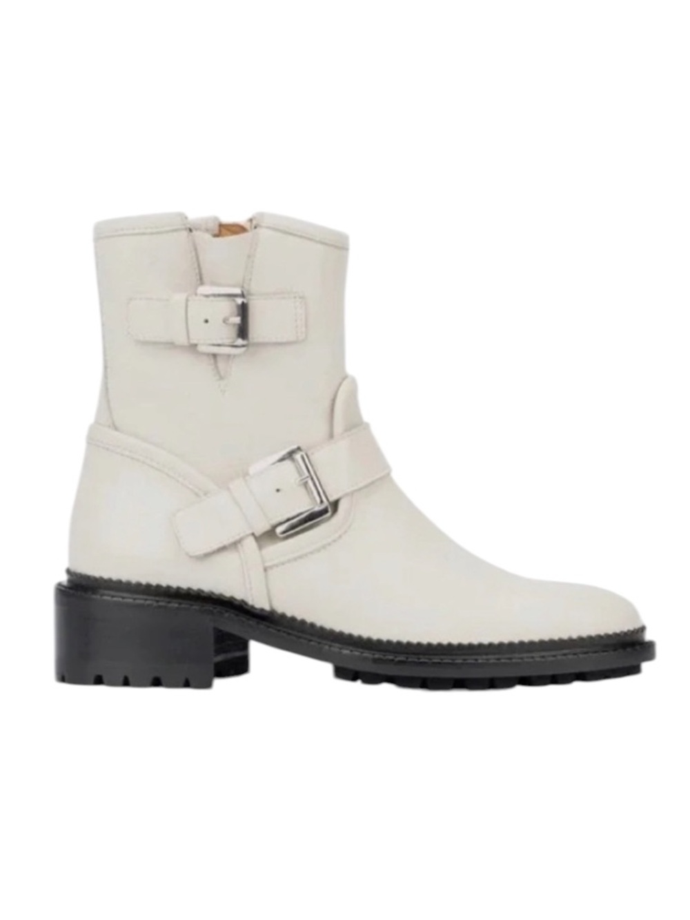 Aquatalia Omayda Water Repellent Moto Off White Leather Boot‎ Shoes 9.5